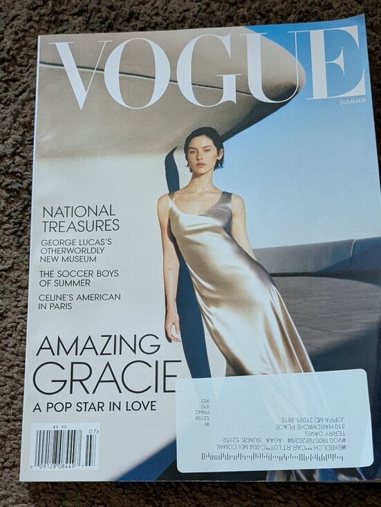 Vogue Other - Vogue Summer Cover — Champagne Satin Dress on Pale Blue Sky
